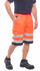 High Visibility Orange & Navy Portwest E043 Shorts EN ISO 20471
